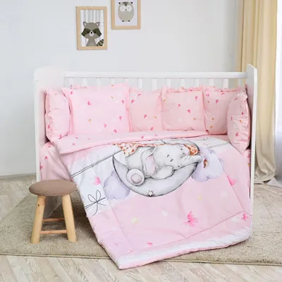 Produktbild von Lorelli Babybettwäsche-Set 5-tlg. Decke 140 x 95 cm Kissen 43 x 35 cm Nestchen pink