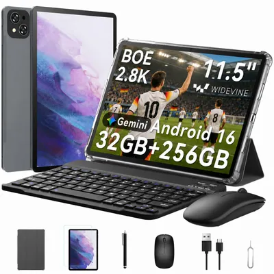 Immagine prodotto di Tablet 2026 T12Pro da 11,5 pollici con display BOE 2.8K, Android 16, processore Helio G100, 32+256GB di memoria, batteria da 8000mAh, dual SIM 4G, riconoscimento facciale, fotocamera da 13MP, inclusa tastiera, mouse, penna e custodia