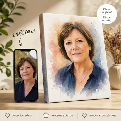Obrázek produktu pro Akvarelová romance – Osobitý portrét na plátně z vaší fotky - 30 x 40 cm