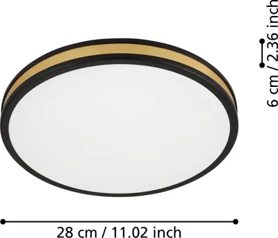 Image de Plafonnier LED 10W 1100 lm 3000 K Ø 28 cm Pescaito noir/or