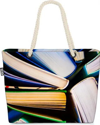 Produktbild von VOID Bücher Papier Lesen Strandtasche Shopper 58x38x16cm 23L XXL Einkaufstasche Tasche Reisetasche Beach Bag