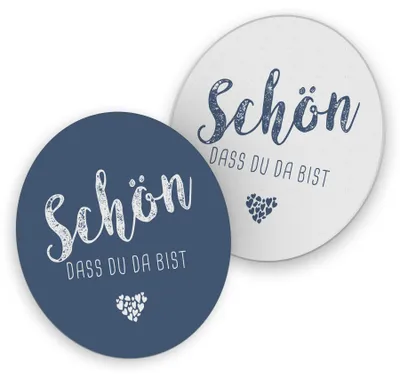 40 Bierdeckel-Untersetzer „Schön, dass du da bist“, 10,7 cm, dunkelblau