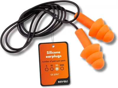 Produktbild von Silicone Ohrstöpsel mit Schnur, 20 Paar, Geräuschreduzierung SNR 32dB, Wasserdicht, Weich Orange, für Schlafen