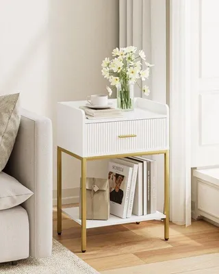 Productafbeelding van Nachtkastje, modern design, met lade en opbergruimte - Wit
