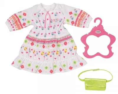 Image de Robe rose blanche avec poussin - baby born - habit poupée 43 cm - zapf (za68)