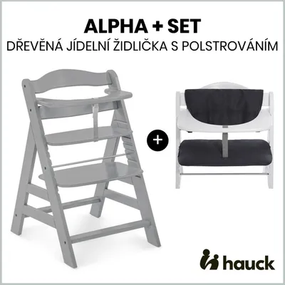 Obrázok produktu pre Hauck Alpha+ set 2v1 drevená stolička, sivá + čalúnenie Melange charcoal