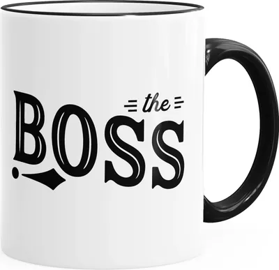Produktbild von Kaffee-Tasse Chef-Tasse "The Boss" mit farbiger Kante MoonWorks® schwarz unisize