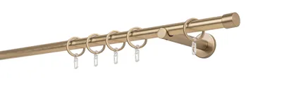 Produktbild von Gardinenstange auf Maß 20mm Cap 1-lauf Wandträger 12cm Farbe: Messing-Matt, Größe: 300cm