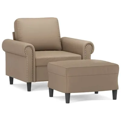 Image de Fauteuil avec repose-pied Cappuccino 60 cm Similicuir