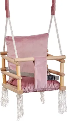 Produktbild von Love Gifts® Babyschaukel aus Holz hochwertig und geeignet als indoor Schaukel, montierbar an der Decke sowie im Türrahmen, Prestige-Pink,  EU