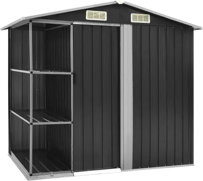 Obrázek produktu pro Zahradní domek s regálem antracitový 205 x 130 x 183 cm železo