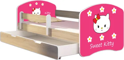 Immagine prodotto di Letto per ragazzi ACMA letto per bambini letto junior completo di rete a doghe e protezione anticaduta Sonoma 16 Sweet Kitty 2 180x80 + rete