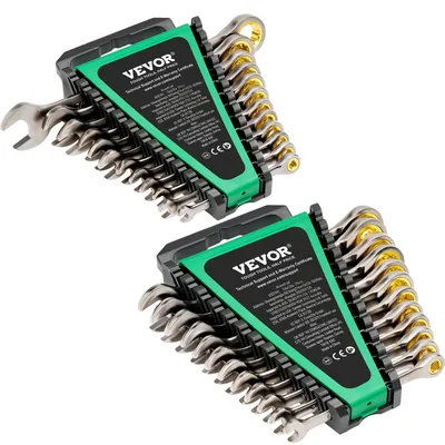 Produktbild von VEVOR Maulschlüsselset, 30-teiliges Ratschen-Schlüsselset mit Organizer-Rack, Cr-V Stahl-Schlüsselset SAE 1/4" bis 1", metrisch 8 mm bis 24 mm, ideal für den allgemeinen Haushalt, die Garage, die Werkstatt, Notfälle, 24 Stück
