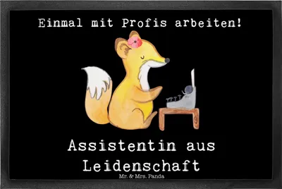 Produktbild von Mr. & Mrs. Panda Gummimatte Assistentin Leidenschaft 40 x 60 cm - Schwarz - Geschenk, Bodenvorleger, Schmutzfänger, fußmatte, Schmutzfangmatte, Schmutzmatte