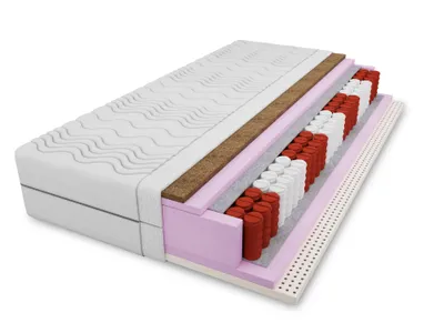 Produktbild von 4ALL HOME Taschenfederkernmatratze M11 H3/H4 – Latexmatratze mit Kokosmatte - 7-Zonen - Orthopädisch - Atmungsaktiv - Hypoallergen - Abnehmbarer Bezug 200x200 cm Bezug: Weiß