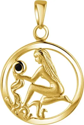 Zdjęcie produktu dla Wisiorek V 925/- srebrny pozłacany znak zodiaku Panna miesiąc kamień