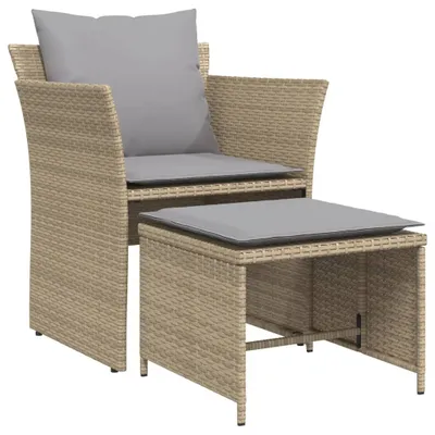 Immagine prodotto di Sedia da Giardino con Poggiapiedi in Polyrattan Beige