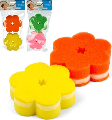 Obrázek produktu pro sada 2 koupelových houbiček ve tvaru květiny 118x38 mm, měkká a drsná strana