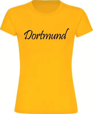 Produktbild von multifanshop Damen T-Shirt - Dortmund - Schriftzug, gelb, Größe M