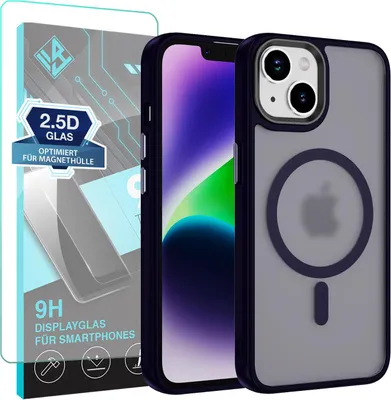 Produktbild von Handyhülle Magsafe für Apple iPhone 15 Handyhülle mit 9H Displayglas Bumper Case Magnet Cover – Farbe: Dunkles Violett