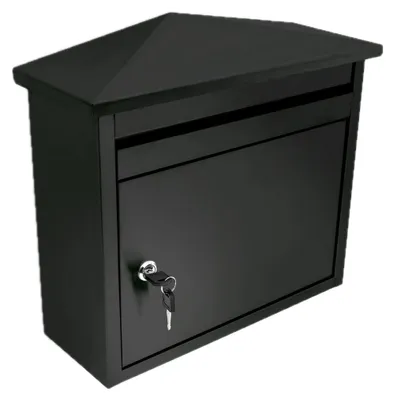 Produktbild von Relaxdays Briefkasten aus Eisen, Abschließbar, Postkasten mit Spitzdach, HBT: 37 x 41 x 16 cm, schwarz