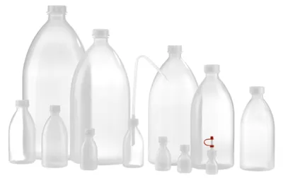 Runde Schmalhalsflasche 100 ml mit Verschluss, Natur