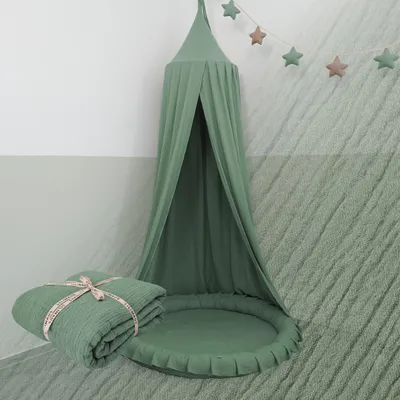 Image de Ciel de lit eucalyptus sans applique dorée - Baldaquin pour chambre d'enfant