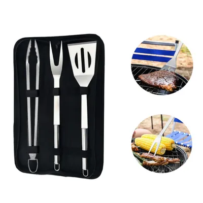 Produktbild von 3-teilig Grillbesteck Set,Grillzange, Grillwerkzeug-Set mit Tragetasche, Grillzubehör