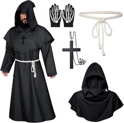 Productafbeelding van Monnikenkostuum volwassenen heren, tovenaars- en priesterrobe met capuchon