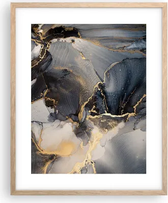 Produktbild von Gerahmtes Poster - Rahmen in heller Eiche - Dunkel Abstraktion Gold - 40x50 cm - Wand Bild - Wanddeko - Wandbilder - Kunstposter - Wandposter - Bilderrahmen - Bilder - Kunstdruck - P2NPA40x50-4824
