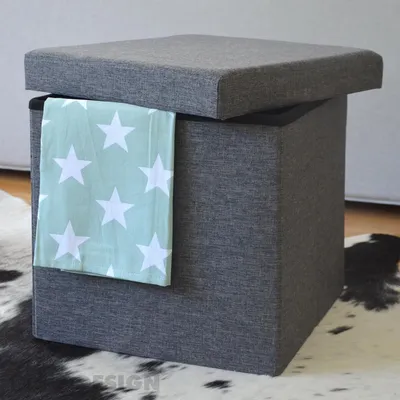 Immagine prodotto di Sgabello pieghevole 38cm Sgabello imbottito 42L seduta cubo pouf lino