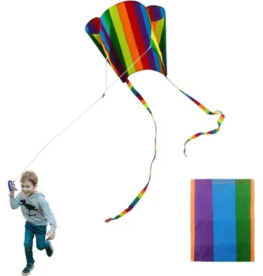 Produktbild von Regenbogen Drachen für Kinder, bunter Taschendrachen mit langem Schwanz, einfacher Fliegerdrachen für Anfänger, Outdoor-Aktivitäten