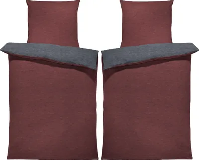 Produktbild von Winter Bettwäsche Biber Meliert Baumwolle Flanell Kuschelig Flauschig Warm Weich Modern, Größe:4 teilig 135x200 cm, Farbe:bordeaux / anthrazit
