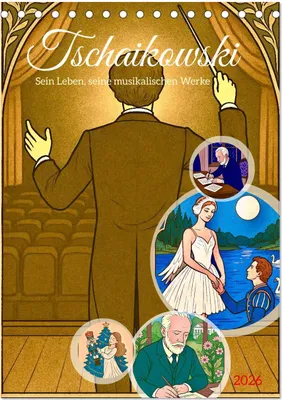 Immagine prodotto di Pyotr Ilyich Tchaikovsky (calendario da tavolo 2026 DIN A5 con ritratto), CALVENDO Monatskalender