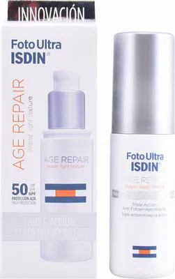 Produktbild von ISDIN Foto Ultra Age Repair SPF 50, Sonnenschutzcreme, Gesicht, Pumpenflasche, Anti-Aging, Nährend, Schutz, Jeder Hauttyp, 50 ml