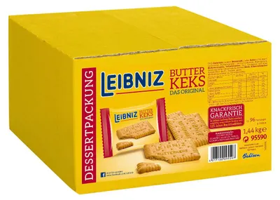 Zdjęcie produktu dla Herbatniki maślane Leibniz 96 porcji po 3 herbatniki maślane 1400g