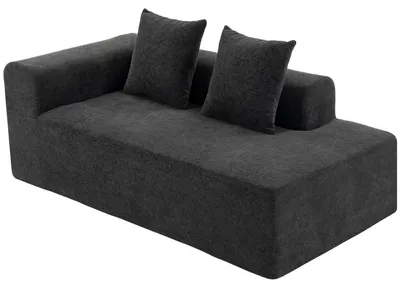 Produktbild von 2-Sitzer-Chenille-Sofa mit 2 Kissen, Federkernpolsterung, keine Montage erforderlich, 71,5 x 91,5 x 83 cm, Dunkelgrau