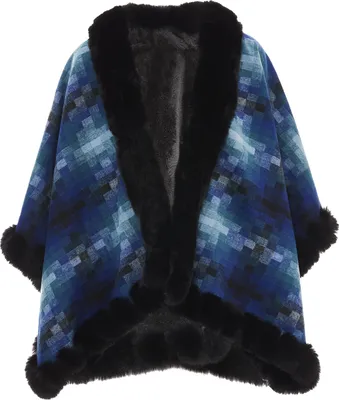 Produktbild von FRAULLY damen strickponcho - blau mehrfarbig, M