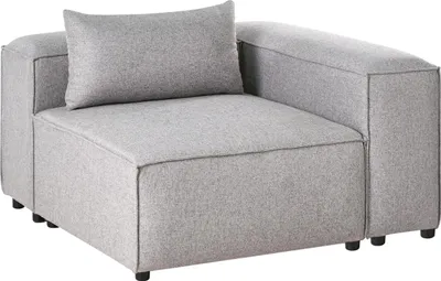 Produktbild von BELIANI Sessel Grau Stoff Niedrig Modular mit Kissen und Armlehnen Modern Ecksessel Sofa-Eckmodul Modulsessel zum Sofa Kunstledersessel