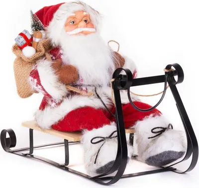 Produktbild von Dekoration MagicHome Weihnachten, Santa auf dem Schlitten, rot, 46 cm