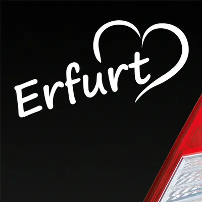Produktbild von Auto Aufkleber Erfurt Herz Stadt City Liebe Love Heimat 17x8 cm Weiss Glanz Sticker Heckscheibenaufkleber
