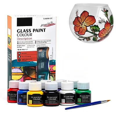 Productafbeelding van 12 Kleuren Acrylverf Set voor Glas en Keramiek