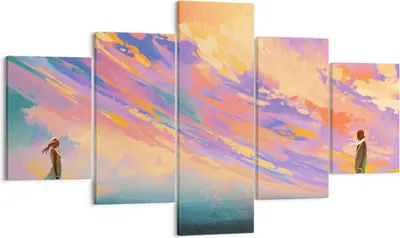 Produktbild von Bild auf Leinwand - Leinwandbild - Menschen Wiese Natur - 125x70cm - Wand Bild - Wanddeko - Leinwanddruck - Bilder - Kunstdruck - Wanddekoration - Leinwand bilder - Wandkunst - EA125x70-3845
