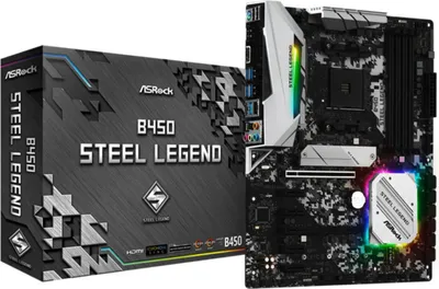 Produktbild von Asrock B450 Steel Legend, AMD, Sockel AM4, AMD A, Sockel AM4, DDR4-SDRAM, 128 GB