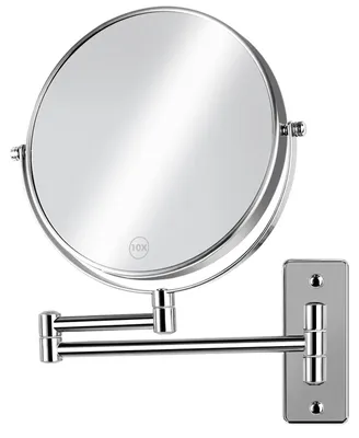 Image de Miroir de maquillage, miroir de rasage de 20 cm avec grossissement 10x, miroir de salle de bain pivotant à 360° et extensible 1x/10x, chromé