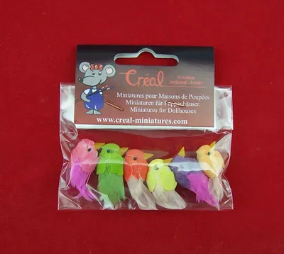 Produktbild von 6 St. Vögel für Puppenstube oder Weihnachtskrippe. Größe 2.5 cm.