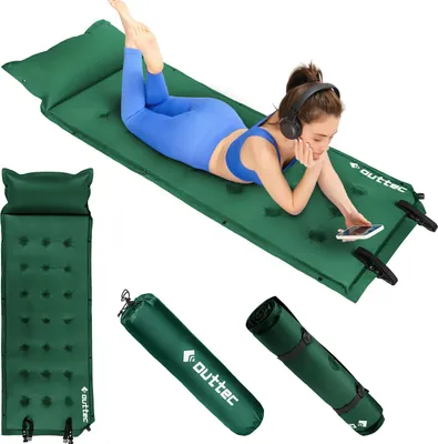 Obrázek produktu pro Outtec® Samonafukovací matrace s polštářem, nafukovací matrace, karimatka na spaní - 193x68x3,5 cm - Ultralehká, voděodolná nafukovací matrace, nafukovací postel pro kempování v přírodě