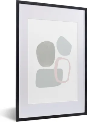 Produktbild von MuchoWow® Gerahmtes Poster Linienkunst - Abstrakt - Pastell 40x60 cm - Poster mit Schwarzem Bilderrahmen Wandposter Rahmen Foto Bilder - Poster in Rahmen
