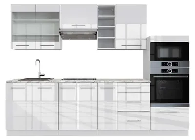 Obrázok produktu pre Kuchynský kút Vicco Fame-Line Biela vysoký lesk/biela 280 cm , AP Marble, Model 42631