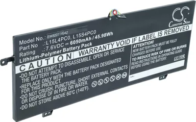 Produktbild von vhbw Akku Ersatz für Lenovo L15L4PCO, L15S4PC0, L15L4PC0 für Notebook (6050 mAh, 7,6 V, Li-Polymer)